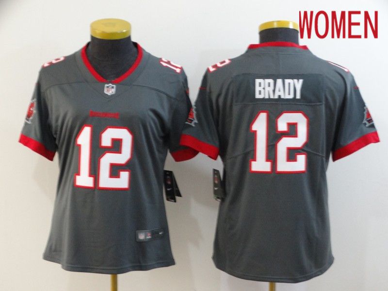 Women Tampa Bay Buccaneers #12 Brady Grey New Nike Limited Vapor Untouchable NFL Jerseys